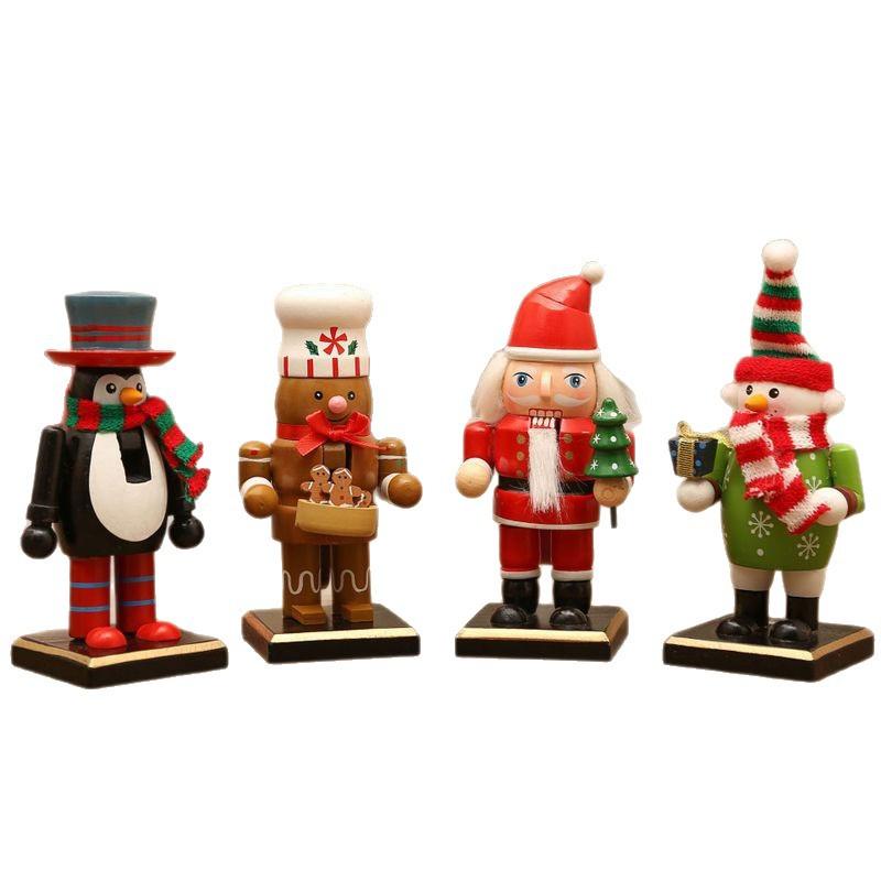 New Christmas Nutcracker Wooden Crafts Santa Claus Cake Maker Showcase Study Living Room Decoration Festival Decoration