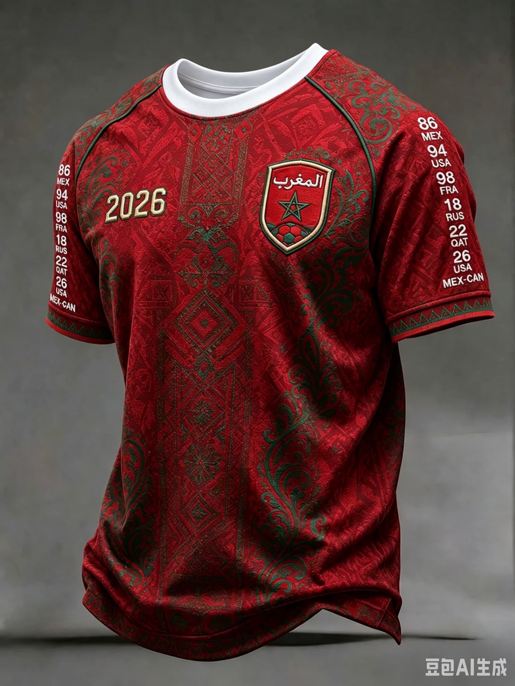 Huiteng14 Zomer Heet Verkocht Gezins Matching Marokko 3D Geprint Kortademig T-shirt Voetbalfan Sneldrogend Ademend Sport T-shirt 3XL
