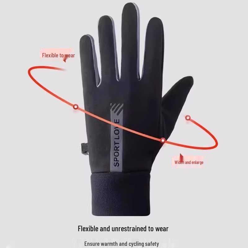 Unisex Windproof & Water-Repellent Touchscreen Winter Cycling Gloves - Non-Slip, Fleece-Lined, for Outdoor & Electric Vehicle Riding.