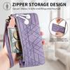 For HMD Pulse Pro Zipper Wallet Case Geometry Lines Leather Phone Cover with Strap