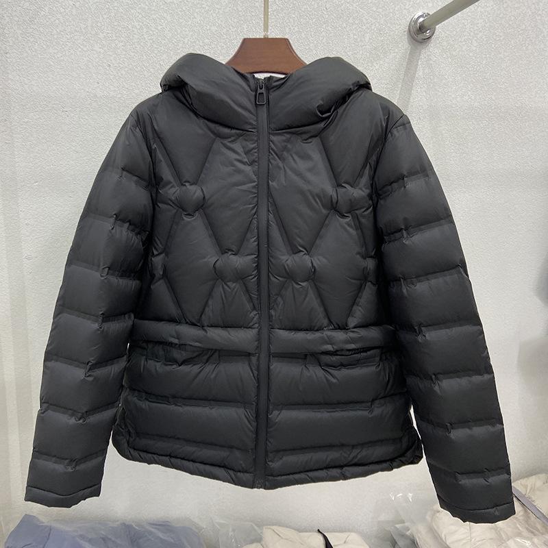Light and thick pressed rubber hooded down jacket women's short loose casual fashion versatile small warm jacket