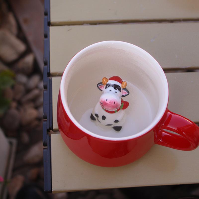 Christmas Cute Animal Cartoon Ceramic Coffee Mug Set