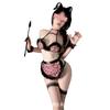 Night cat leopard print three-point erotic underwear high-end maid uniform set cos pure desire bed uniform set