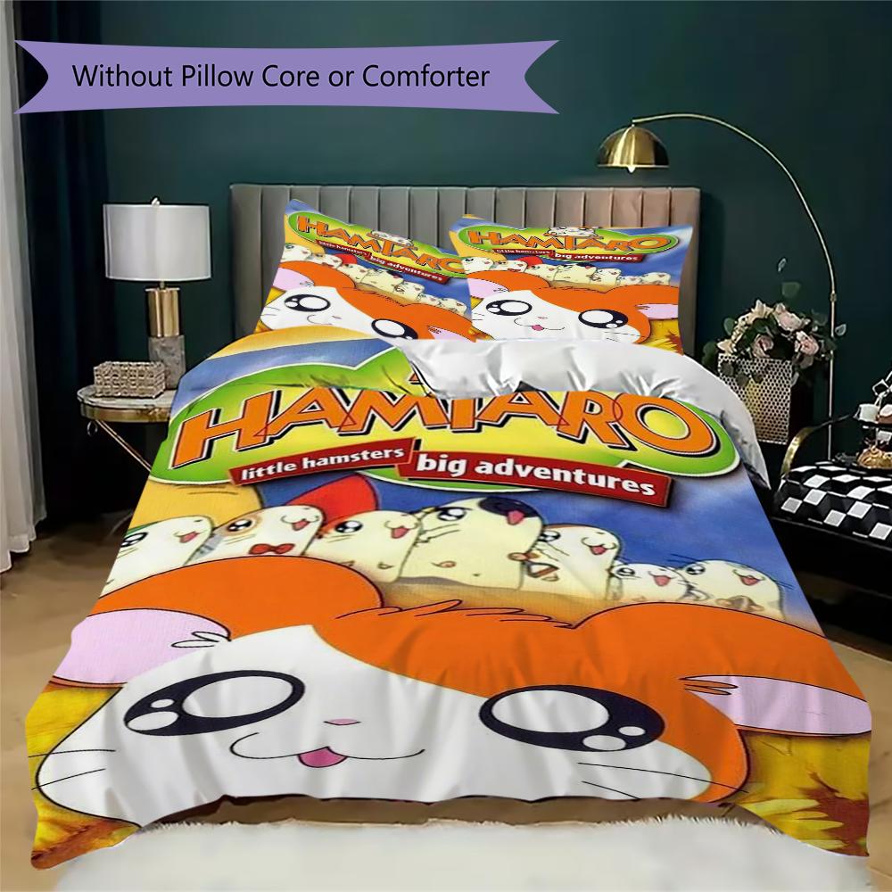 Set Copripiumino Trapuntato con Fantasia Hamtaro Copripiumino Federa Decorazione per la Casa Regalo di Compleanno (1 * copripiumino + 2 * federe senza imbottitura)