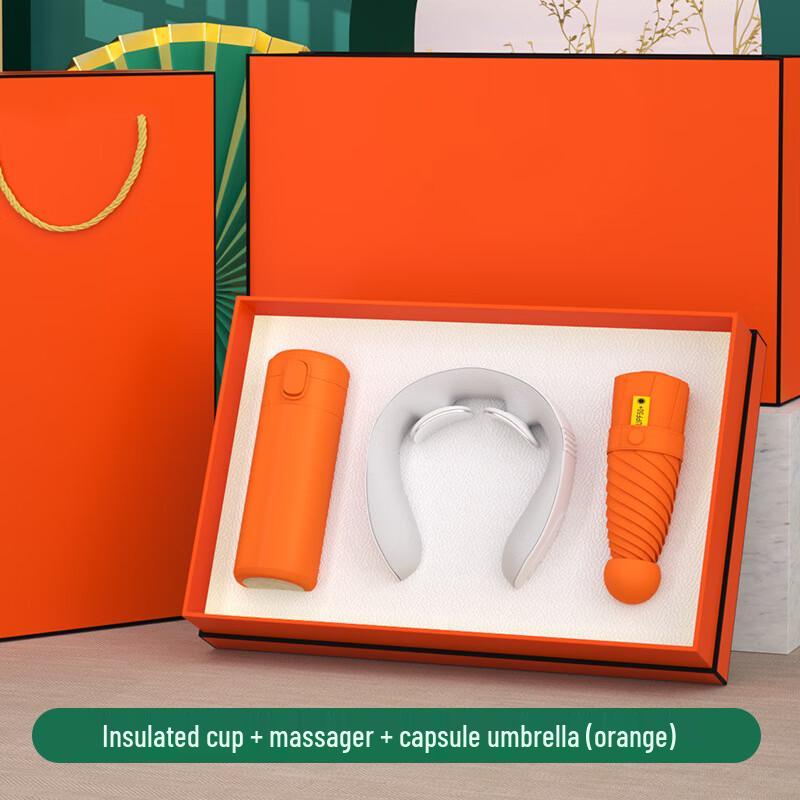 ZhiYue Gift Set with Insulated Cup, Neck Massager, and Capsule Umbrella