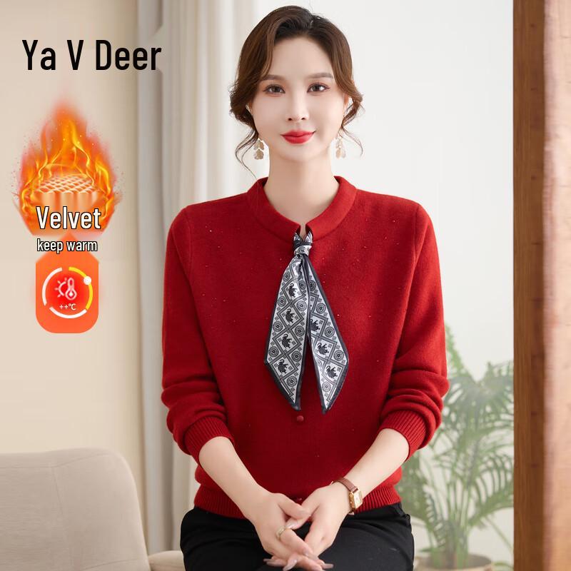 

Yaloo Women s Winter V-Neck Thickened Fleece Sweater XL