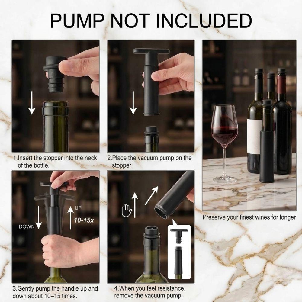 8pcs Vacuum Seal Silicone Wine Stoppers Black Freshness Preservation Stoppers  Bottle Sealing