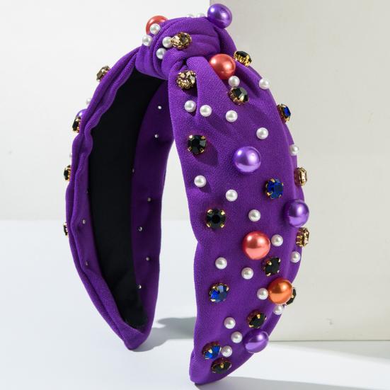 Halloween-themed Headband Faux Pearls Rhinestones Decor Widen Design Hair Hoop Adult Knot Headband Hair Accessories