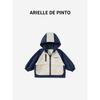 French Arielle De Pinto Autumn and Winter Jackets for Boys and Girls, Casual Color-Blocked Kidsren's Hooded Windbreaker, Loose Fit
