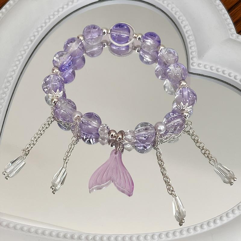 Bracelet Pendentif Papillon Fleurs Cristal Rose Coréen Pour Femmes Bracelets Chaîne de Perles Douces Bijoux Cadeaux Petite Amie