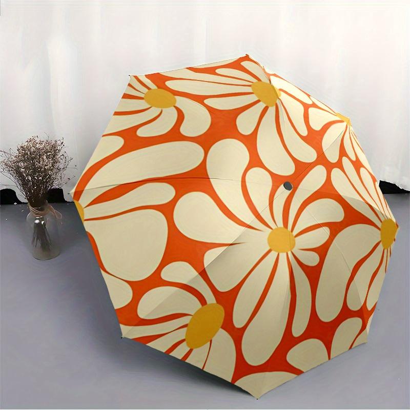 1pc Floral Pattern Automatic Open/close Folding Compact Umbrella, 8-Rib Sturdy Canopy, Lightweight Portable, Commuting Use, Gift, Outdoor Umbrella, Tr