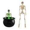 Skeleton Potion Witch Cauldron DIY Magic Floating Potion Bottle with LED Mist Maker And Diffuser Spooky Black Bowl Halloween Decoration for