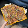 Silk scarf women's spring and autumn decoration versatile ins simple style striped square scarf streamer simulation silk fashion scarf scarf scarf