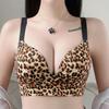 Large Leopard Print Lingerie for Women Slim Gathered Bra Adjustable Anti Sagging No Steel Ring Bra
