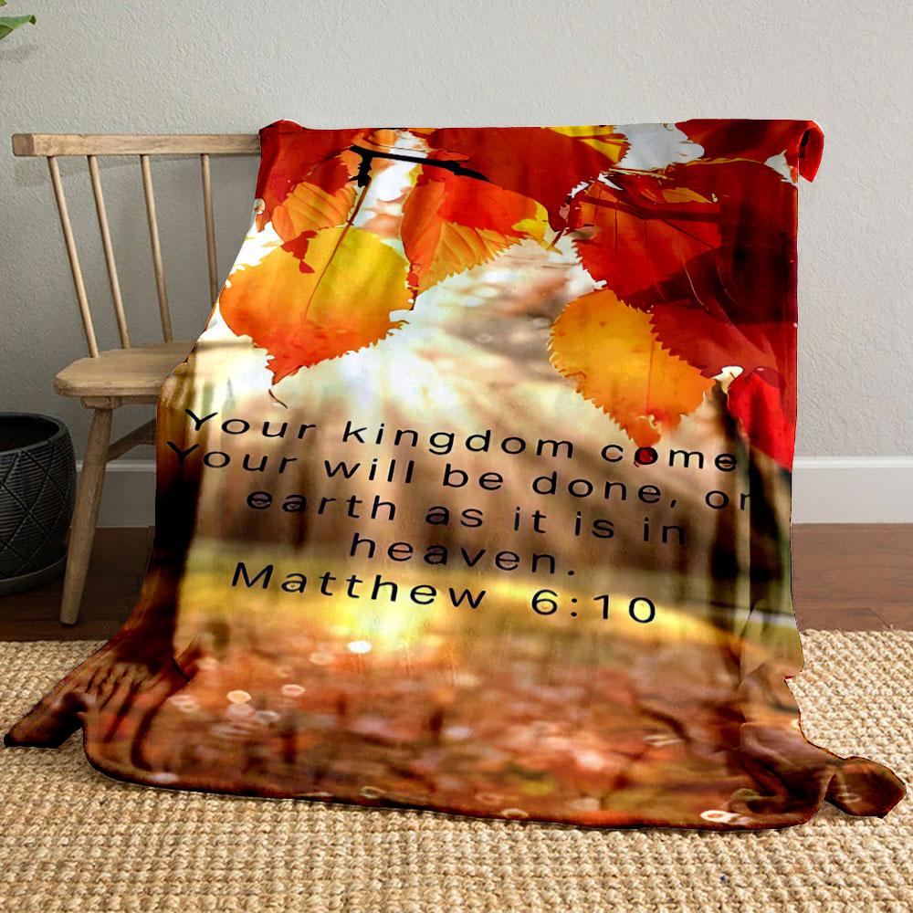

Autumn Leaves Christian Verse Blanket Printed Blanket for Living Room Bed Couch lunch break Soft Cozy Blanket for Friend s festival Gift 80cm x 120cm