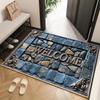 Retro Stone 2D Printed Door Mat Welcome To The Living Room Bedroom and Entrance Carpet Indoor Decorative Carpet
