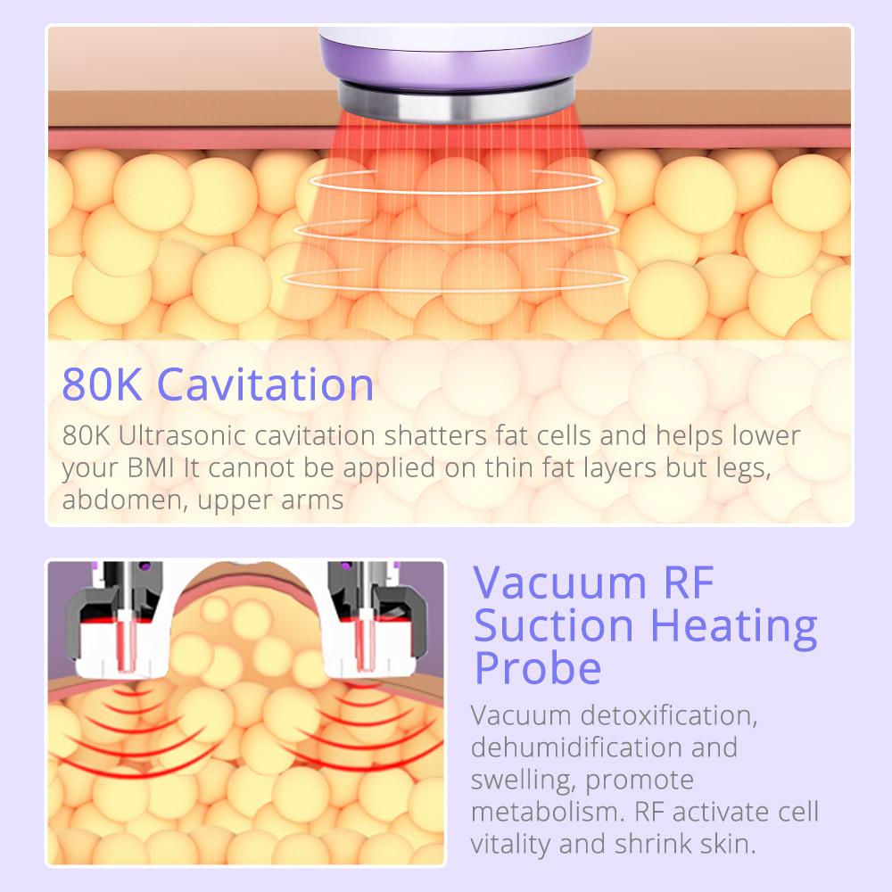 80K Cavitation 6 In 1 Ultrasonic RF Vacuum Machine