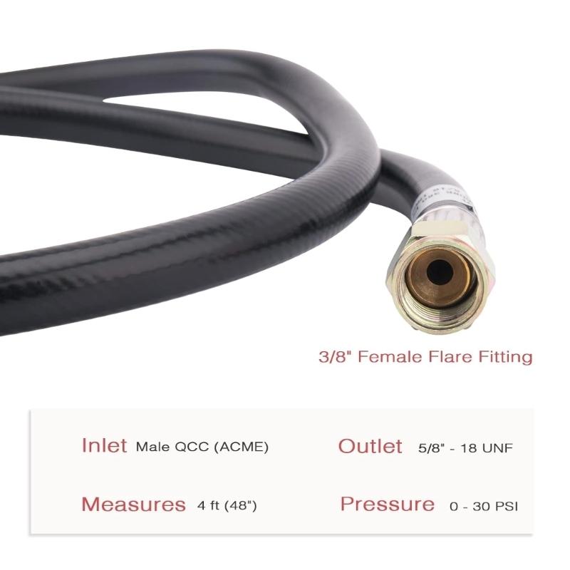 Propane Regulator High Pressure Gas Regulator Adjustable Hose Connector with Gauge Suitable for Home Commercial Kitchens A6HB
