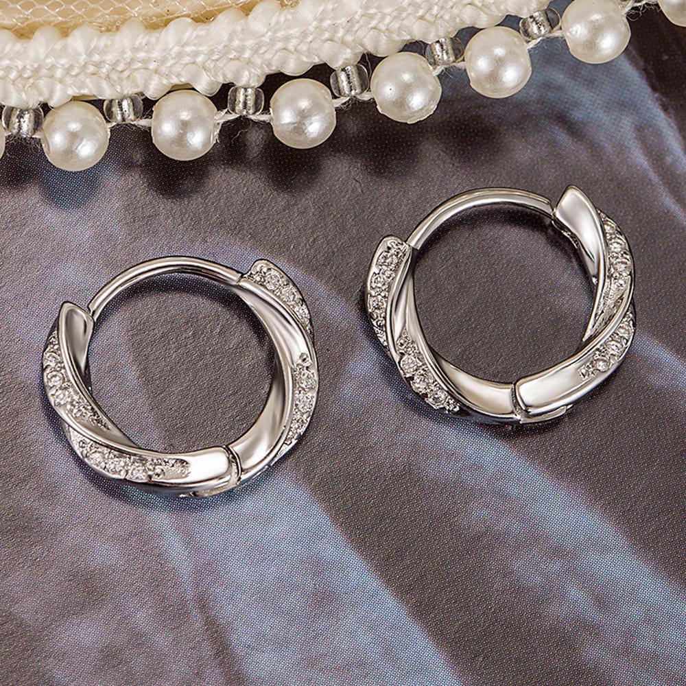 Wu Rhinestone Earrings Diamond-Studded Design Fashion Temperament Entry Lux Ear Rings