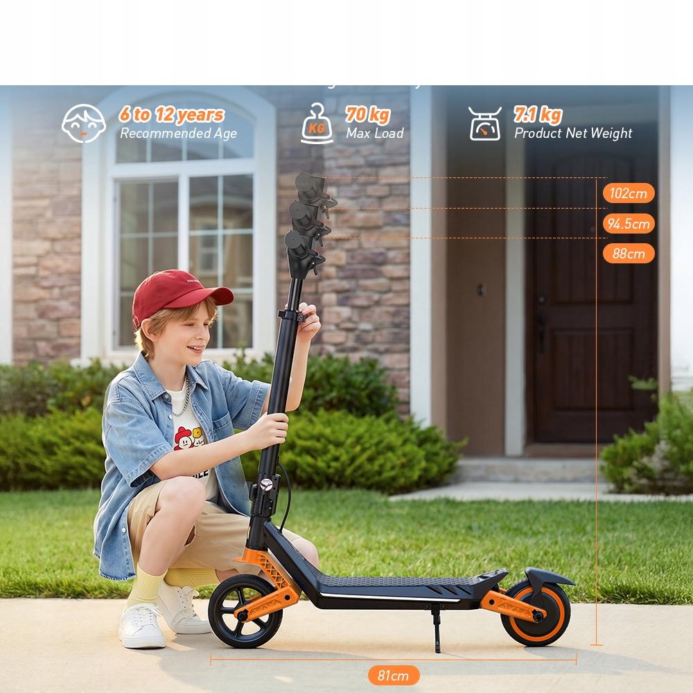 Skladací elektrický skúter pre deti iscooter K6 150W LED osvetlenie BT nosnosť