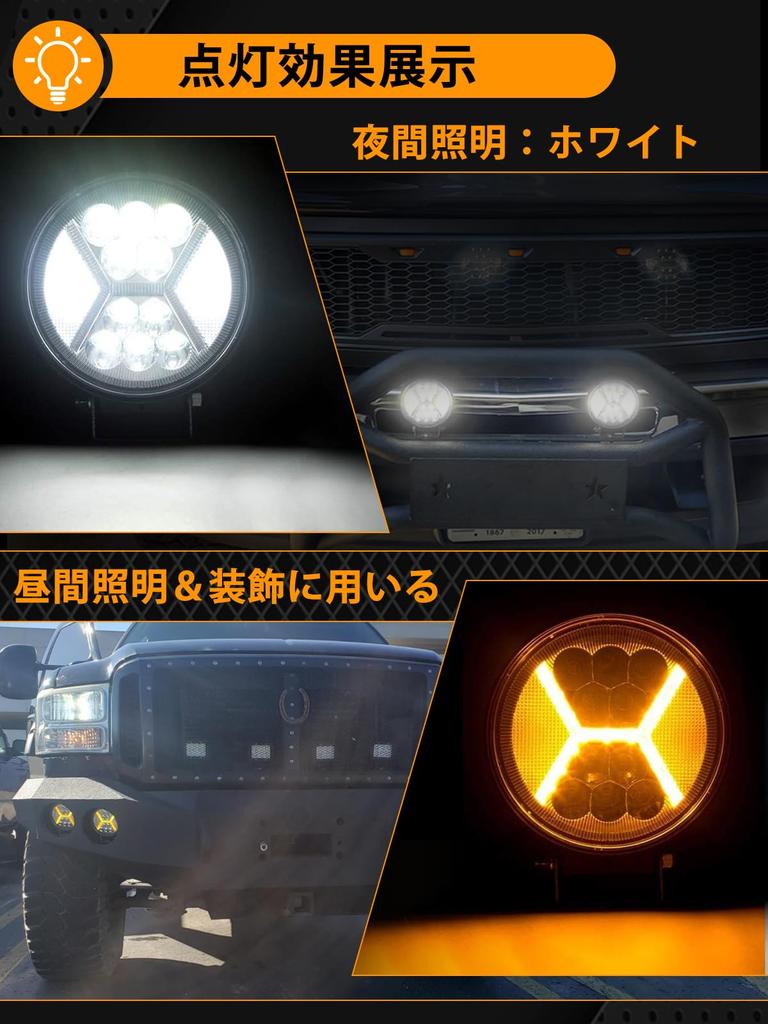 Chelhead 132W Round LED Work Light with Orange 3 Lighting Integrated Wide and Narrow IP67 Adjustable Mounting Fishing Compatible with Various Work of