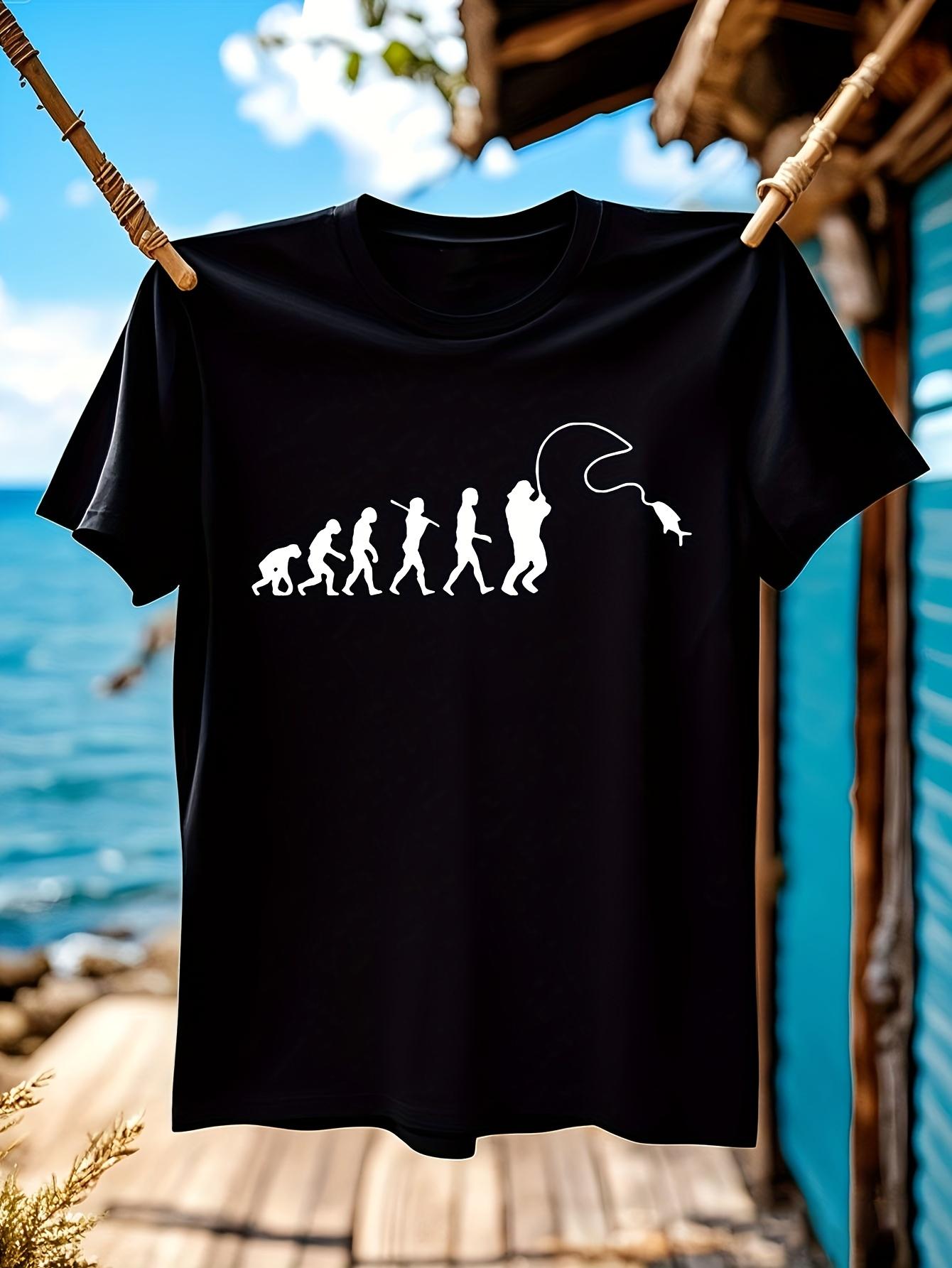 Funny Fishing Graphic Tshirt Evolution Fisherman Design w... XXL