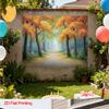 2D Plane 1 Piece of Autumn Forest Path Background Fabric Made of Polyester Very Suitable for Families and Gardens