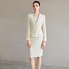 AD Women's Light-Colored Collarless Professional Suit Set - High-End Fashionable Formal Wear for Commuters