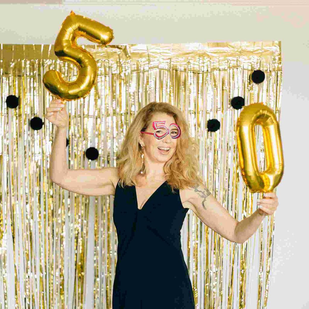 1 Pair of 50th Birthday Eyeglasses Rhinestone Number Glasses Celebration Party Favors for Adults