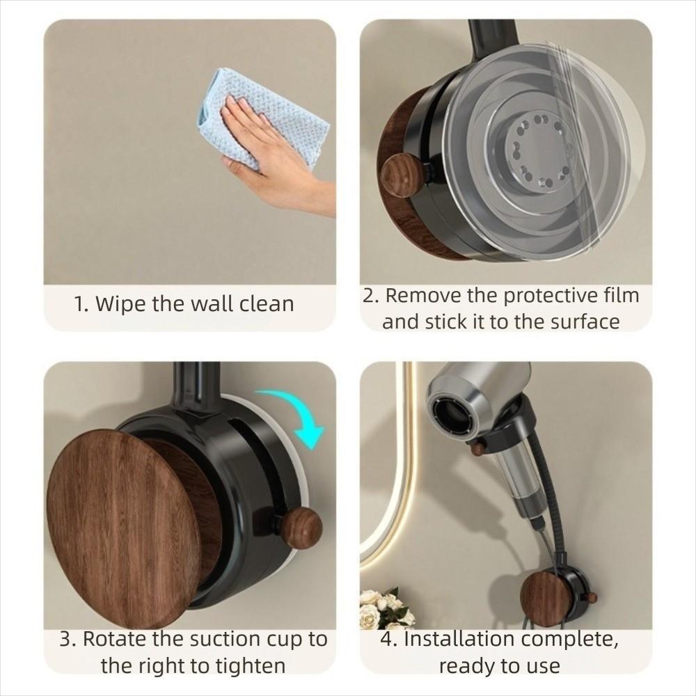 New With Suction Cup Hair Dryer Holder Wall Mounted Adjustable Hair Dryer Storage Rack Rotatable Hair Straightener Holder Home
