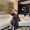 1011 new ice silk nightdress women's long-sleeved lace spring and autumn loungewear high-end light luxury style can be worn outside pajamas