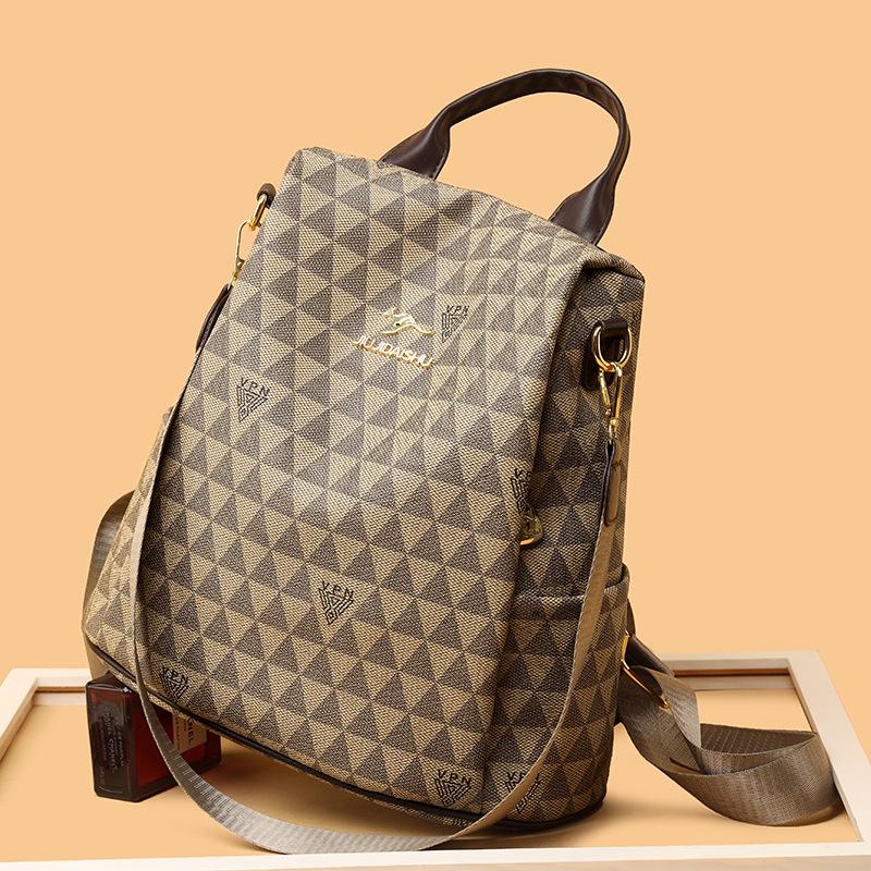 Versatile Floral Retro Backpack-Handbag: Multifunctional, Portable, Single/Double Shoulder, Large Capacity, Casual & Fashionable.