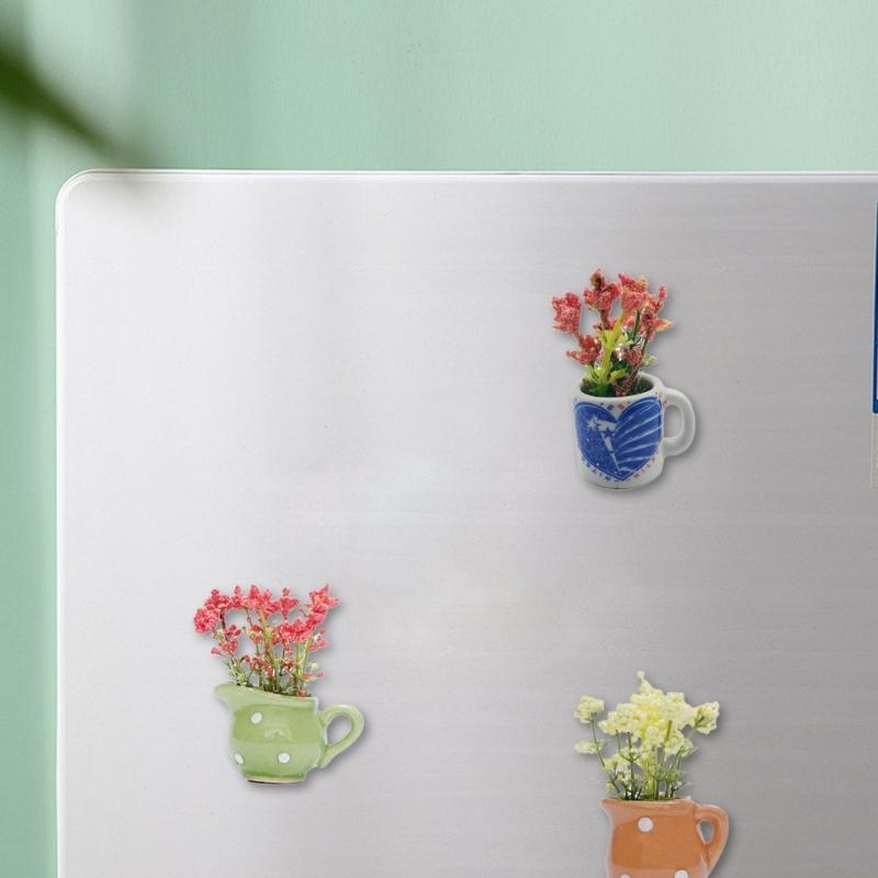 8Pieces Mini Magnetic Vases For Refrigerator Strong Hold Resins Flower Pot Fridge Magnets Kitchen Home Decoration Gift