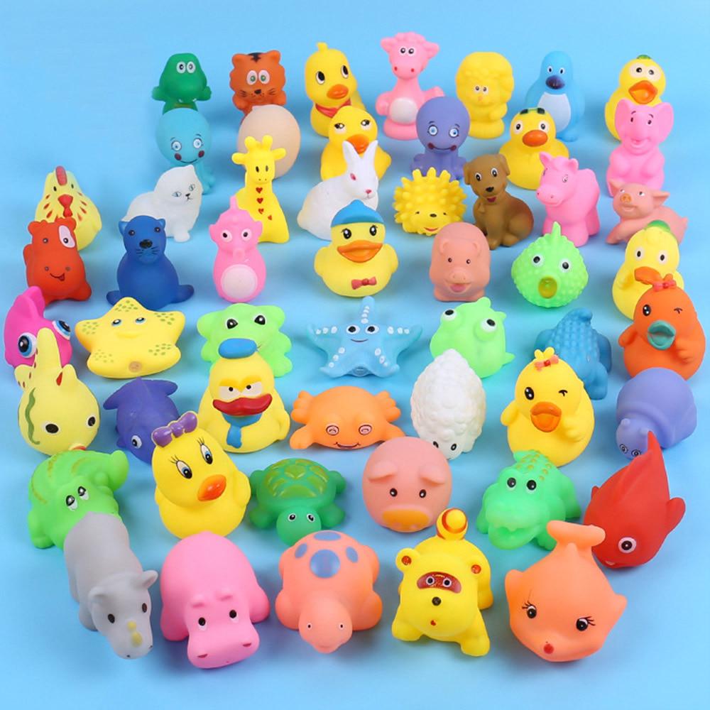 13Pcs/Lot Mixed Baby Bath Toys Rubber Duck Water Toys Duck Soft Floating Duck Squeeze Sound Ducky