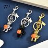 Backpack Pendant Halloween Cat Holding Pumpkin Keychain, Metal Car Key Ring Holder Holder, Handbag Hanging Decorative Accessory