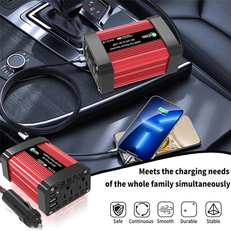 300W 12V To AC 110V 60Hz Car Inverter Car Power Tranfermer Voltage Portable Converter With LED Display US Plug