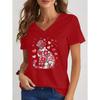 2026 New Summer Women's Fashion T-Shirt Short Sleeve 3D Cat Print Top Tees V-Neck Casual