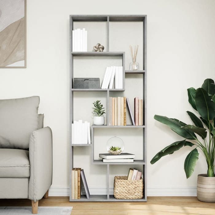 VidaXL Room Divider Shelf Concrete Grey 67x25x161.5 Cm, Shelf, Bookcase, Storage Shelf, 858078