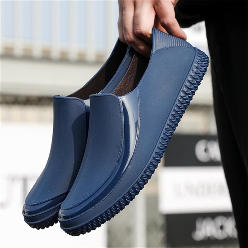 Men's Waterproof Non-Slip Short Rain Boots for Fishing and Kitchen Use