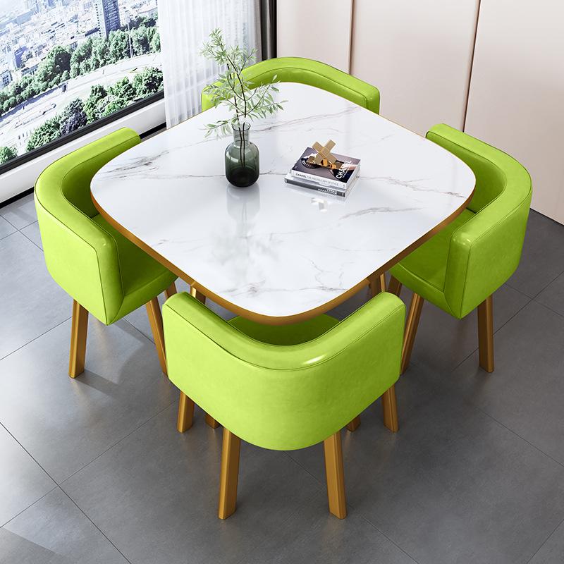 Modern Reception & Meeting Table Set: Office & Leisure Round or Square Dining Table with Chairs.