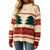 Women's Christmas Pullover Sweater Long Sleeve Knit Top for Winter Holidays