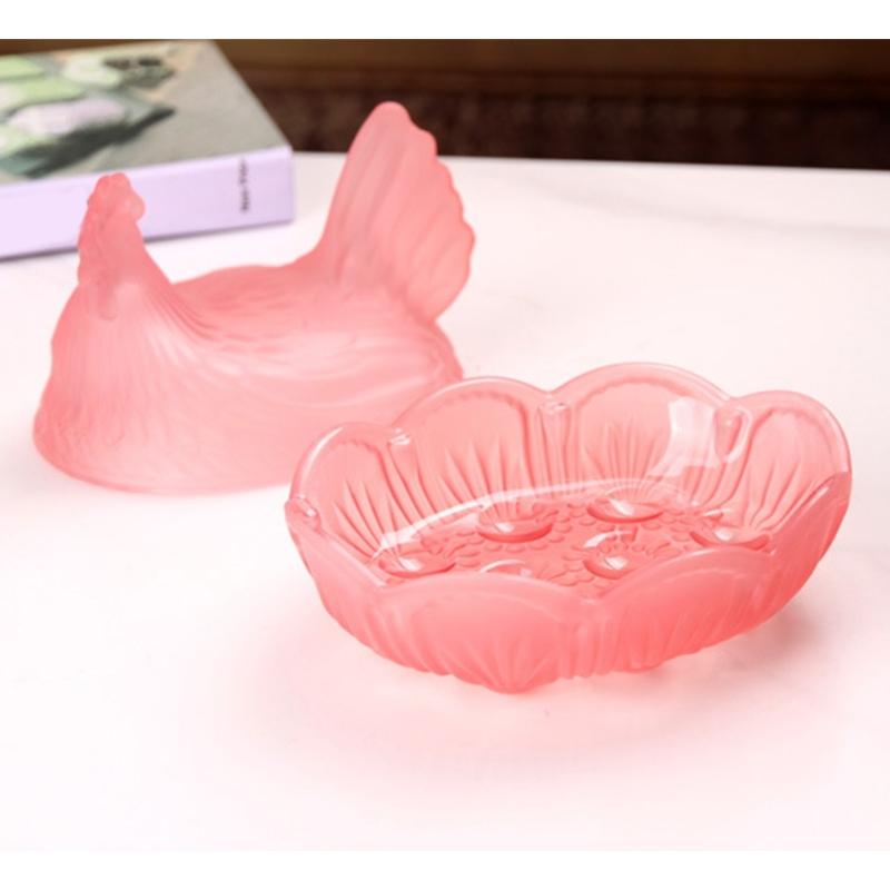 Glass Hen Candy Dish,Decorative Covered Candy Bowl with Lid Crystal Glass Chicken Shape Candy Jar Snacks Bowl Gift