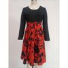 Spring and Autumn Women's Dress Printed Dresses Round Neck Tie Dresses
