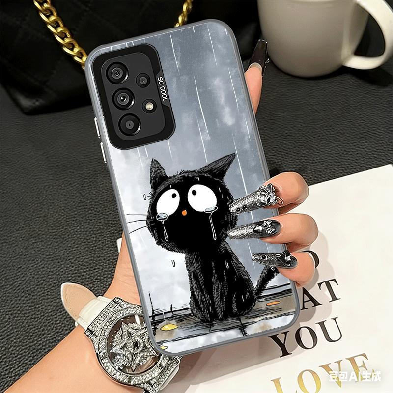Healing Sense Cat Rain Shockproof Phone Case for Samsung A17 A16 A15 A14 A37 A57 A36 A56 A26 A35 A55 A25 A34 A54 A24 A13 A23 A33