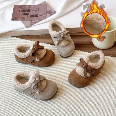 2025 Winter Kleinkind Samtschuhe: Mädchen Birkenstock Vielseitige Leder Baumwolle Freizeit
