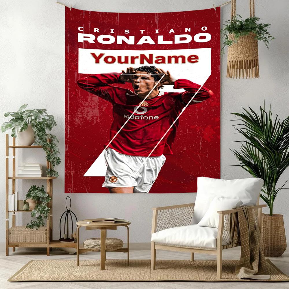 Cristiano Ronaldo Custom Your Name Wall Decor Tapestry Art For Pet Memorial Birthdaywedding Party Backdrop Family Gift