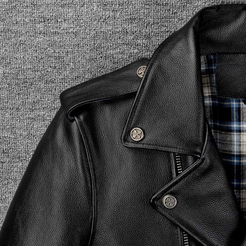 Motorcycle Jacket Men Genuine Cow Leather Jackets Slim Short Men's Cowhide Coat Autumn Biker Jacket Moto Riding Clothing Spring