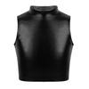 Girls Shiny Metallic Crop Tank Top Ballet Dance Jazz Hip Hop Performance Costumes