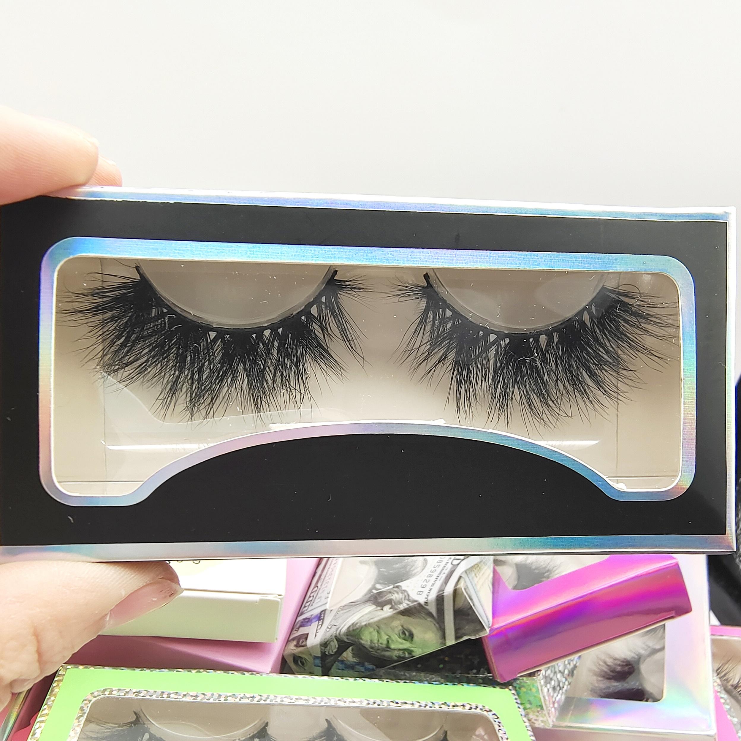 False Eyelashes 3d Faux Mink Eyelashes Custom logo Box Strip Eyelashes Faux Mink Vemdor Flufy Faux Mink Lash 20#&Natural Long&Mix