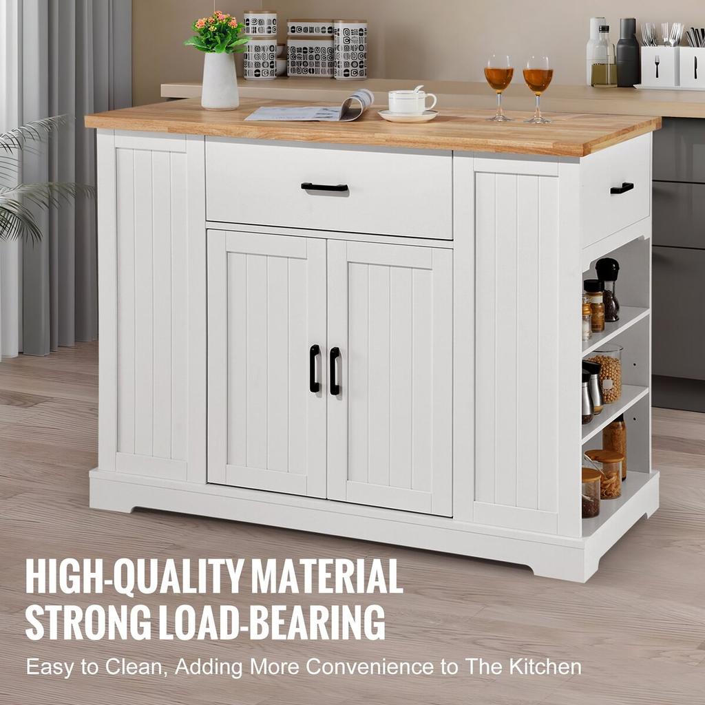 Kitchen Island Cart Storage Cabinet Serving Cart with Drawer & Shelves